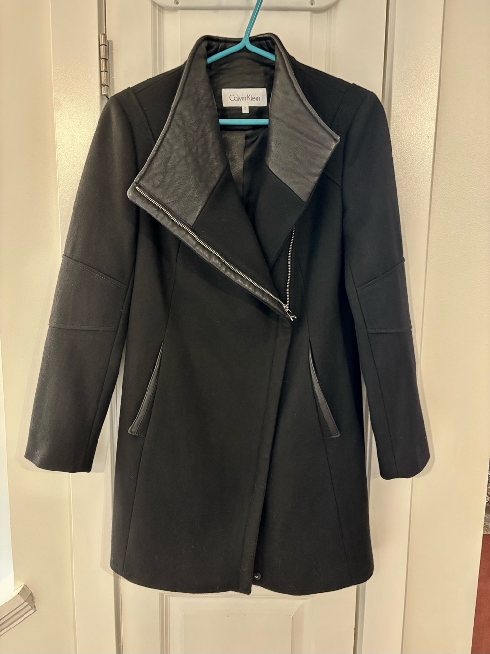 Calvin Klein Black Asymmetrical Trench Coat